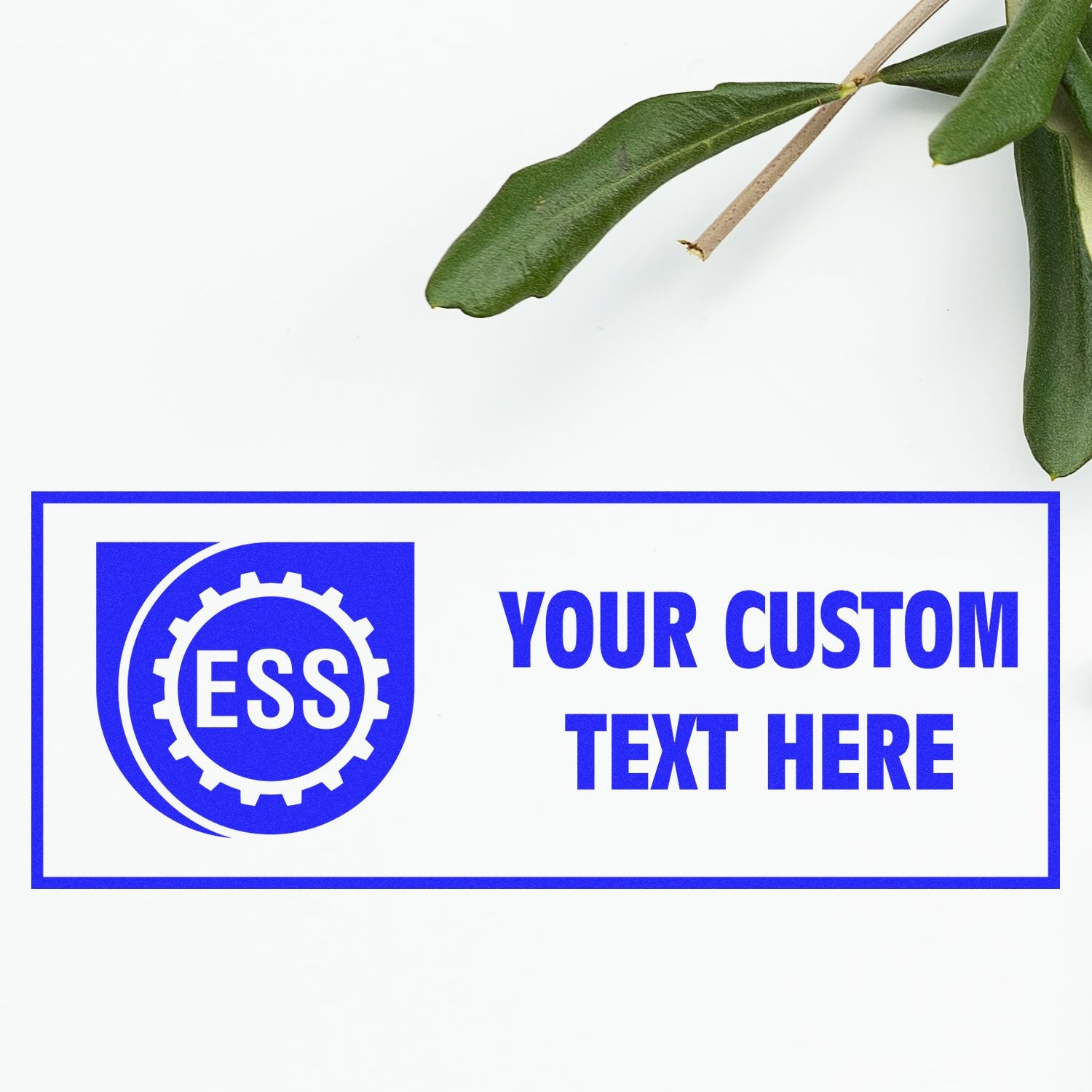 Leave Your Mark: The Benefits of Office Stamp Customization Feature Image. Custom stamp with 'ESS' logo and 'Your Custom Text Here' text.