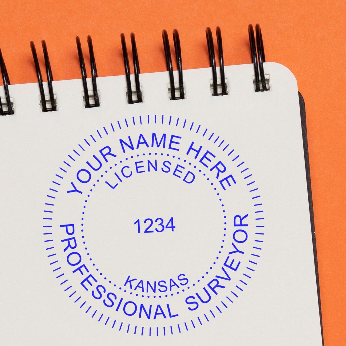 Image of a Kansas land surveyor seal on a notepad. Blog post: Unlocking the Power of Kansas Land Surveyor Seal Guidelines Feature Image.