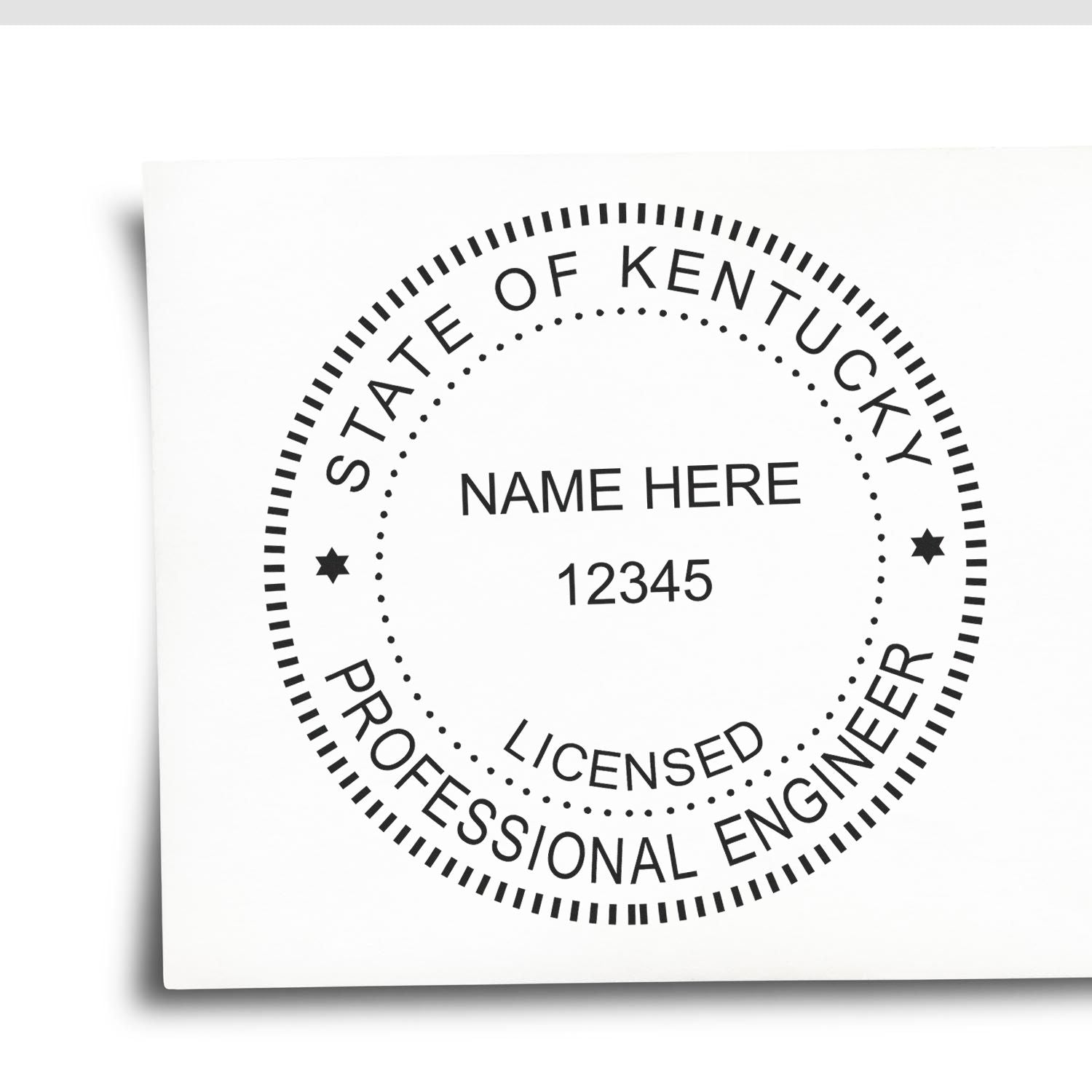 Image of a Kentucky professional engineer stamp with text STATE OF KENTUCKY LICENSED PROFESSIONAL ENGINEER for the blog post Kentucky Engineers Guide: Unraveling PE Stamp Requirements Feature Image .