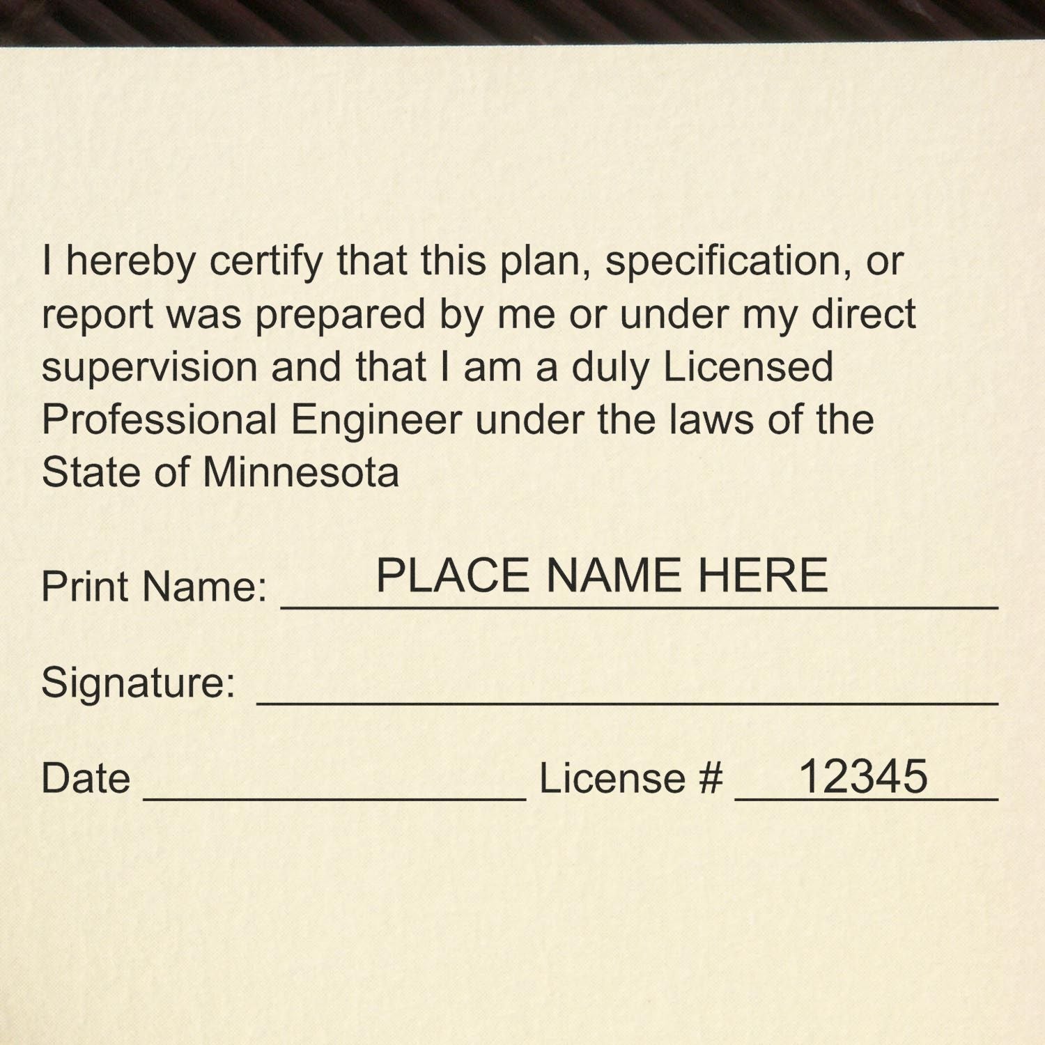 Image of a Minnesota PE certification document. Blog post: Minnesota PE Stamp Regulations Unveiled: Your Path to Success Feature Image.