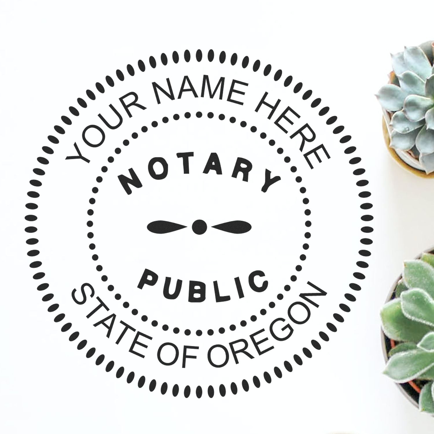 Image of a notary seal embosser with Your Name Here, Notary Public, State of Oregon text. Blog post: Seal It with Confidence: Exploring Notary Seal Embossers Feature Image.