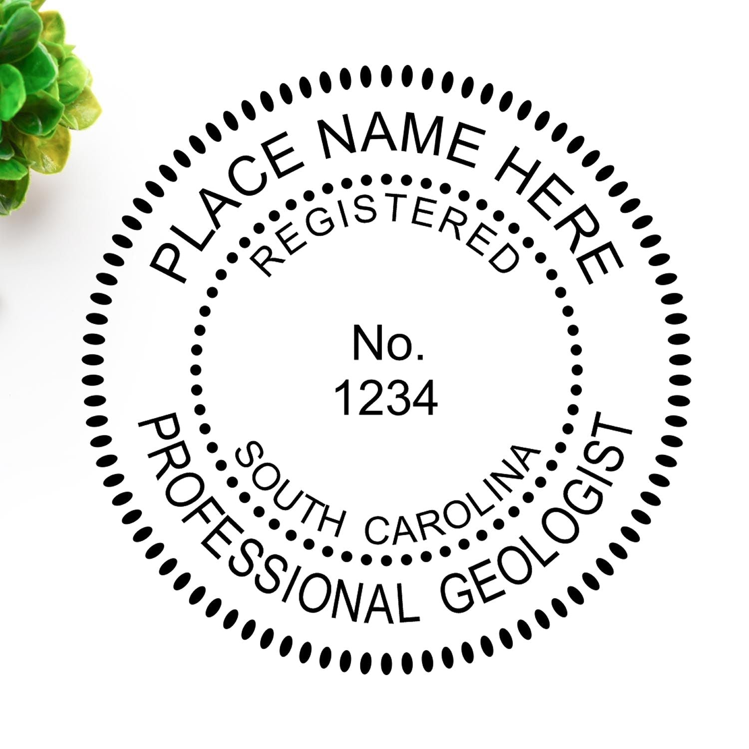 Image of a South Carolina Professional Geologist stamp with customizable text. Blog post: Geologist Stamp Application: Step-by-Step Guide for Success Feature Image.