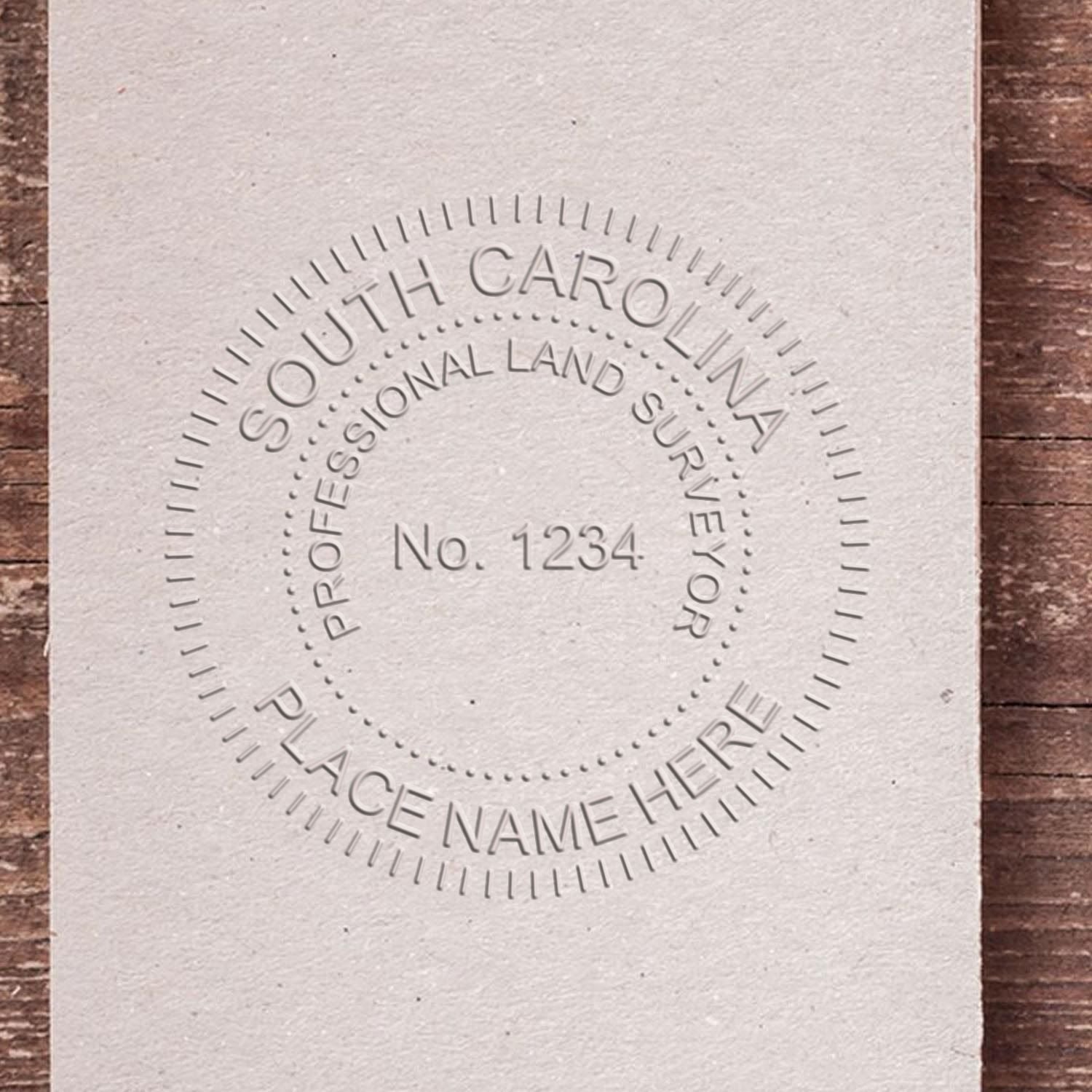 Harnessing the Power of the South Carolina Land Surveyor Seal Feature Image: Embossed seal with 'South Carolina Professional Land Surveyor' text.