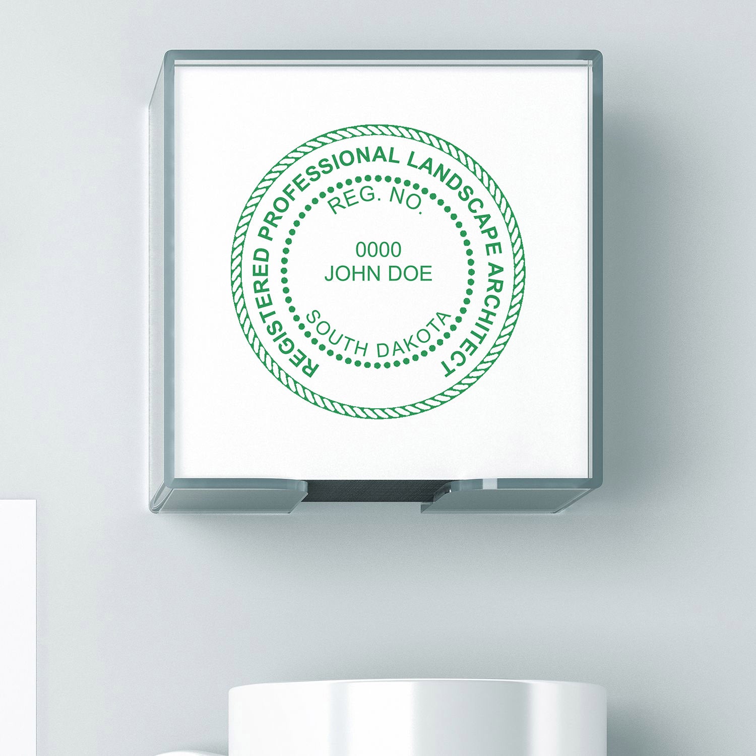 Image of a South Dakota Landscape Architect seal stamp on a white background. Blog post: South Dakota Landscape Architect Feature Image.