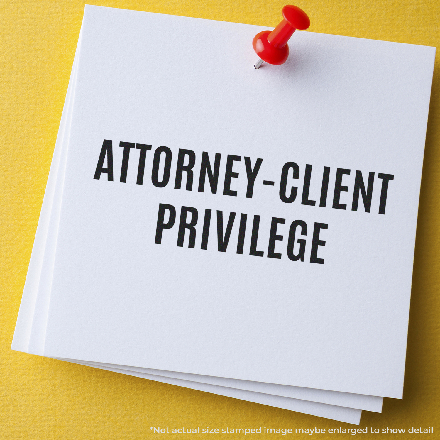 Image of a stack of papers with ATTORNEY-CLIENT PRIVILEGE stamped on top, pinned with a red pushpin. Blog post: Power-Up Your Documents: Top Law Office Stamps for Lawyers Feature Image.