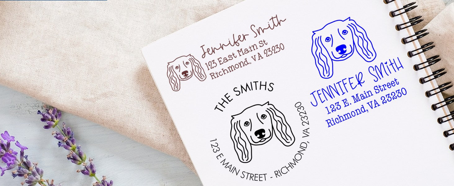 Long Haired Dachshund Dog Stamps and Seals