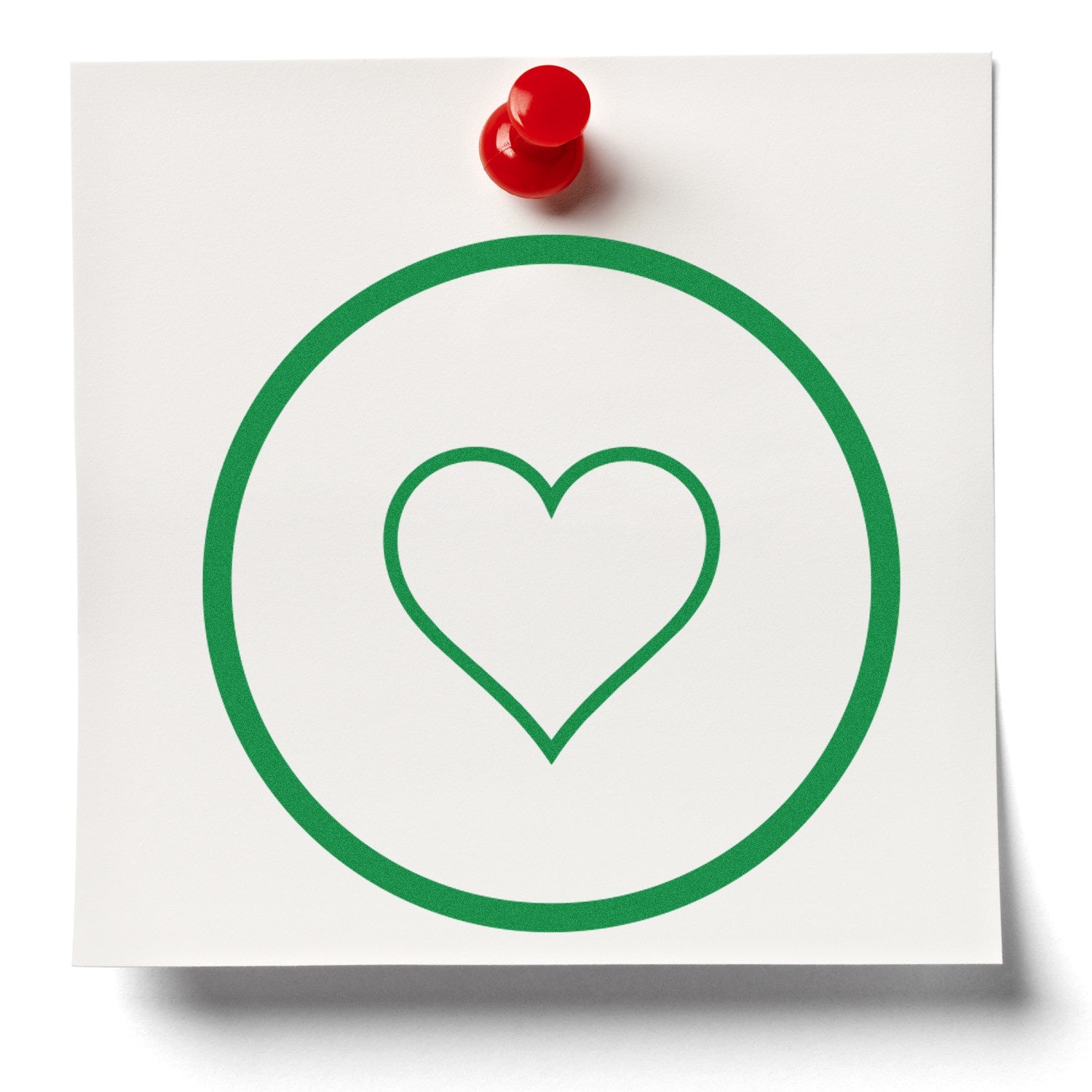 Wood Handle Heart of Simplicity Emojicons Rubber Stamp featuring a green heart inside a circle, perfect for crafting and decoration.