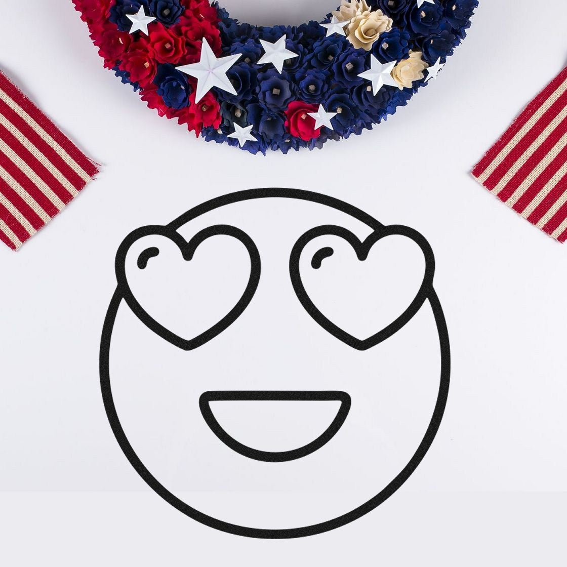 Self-Inking Love-Struck Larry Emoji Stamp featuring a smiling face with heart eyes, perfect for adding a playful touch to crafts and letters.