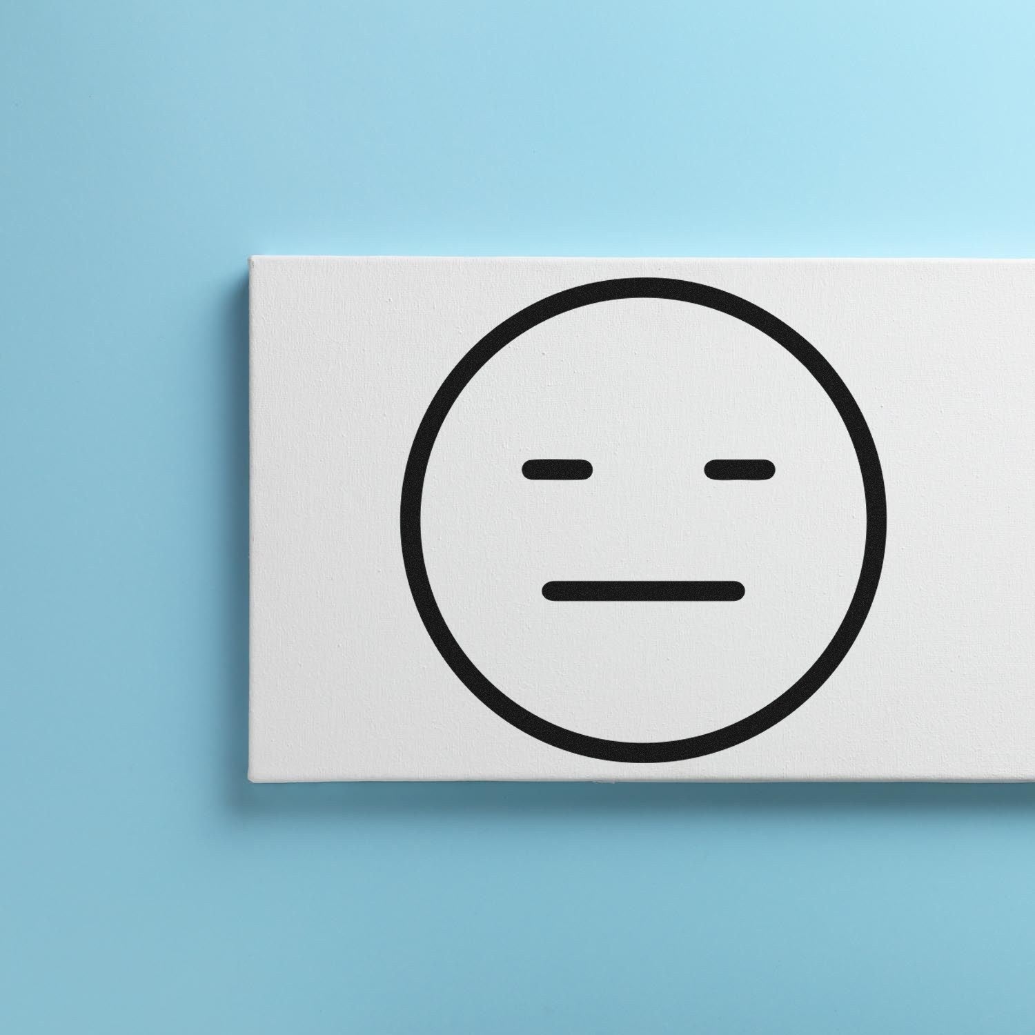 Self-Inking Meh Marvin Emoji Stamp on blue background, featuring a simple, expressionless face design. Perfect for adding a touch of humor to documents and crafts.