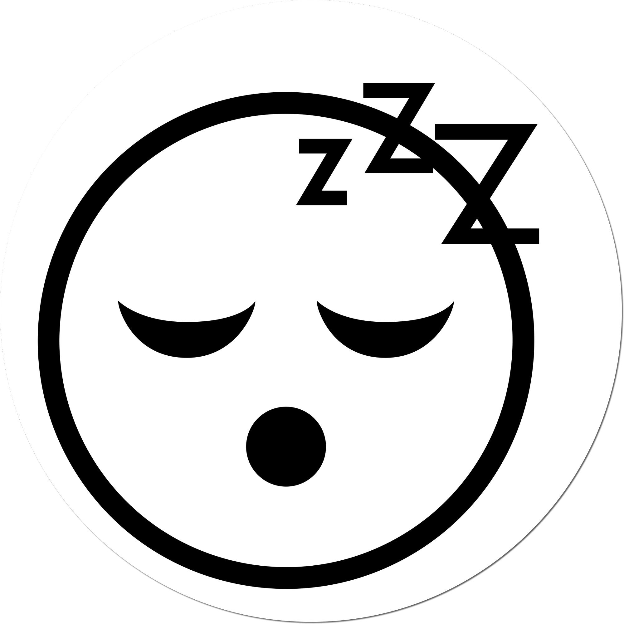 Self-Inking Sleepy Steve Reaction Stamp featuring a sleepy face with closed eyes and 'Zzz' symbol, perfect for adding a fun touch to documents. Black ink, round design.