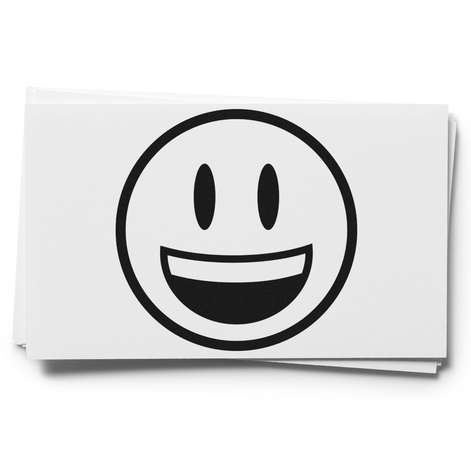 Wood Handle Grinning Delight Emoji Rubber Stamp featuring a smiling face design, perfect for adding a cheerful touch to crafts and stationery. Durable wood handle for easy use.