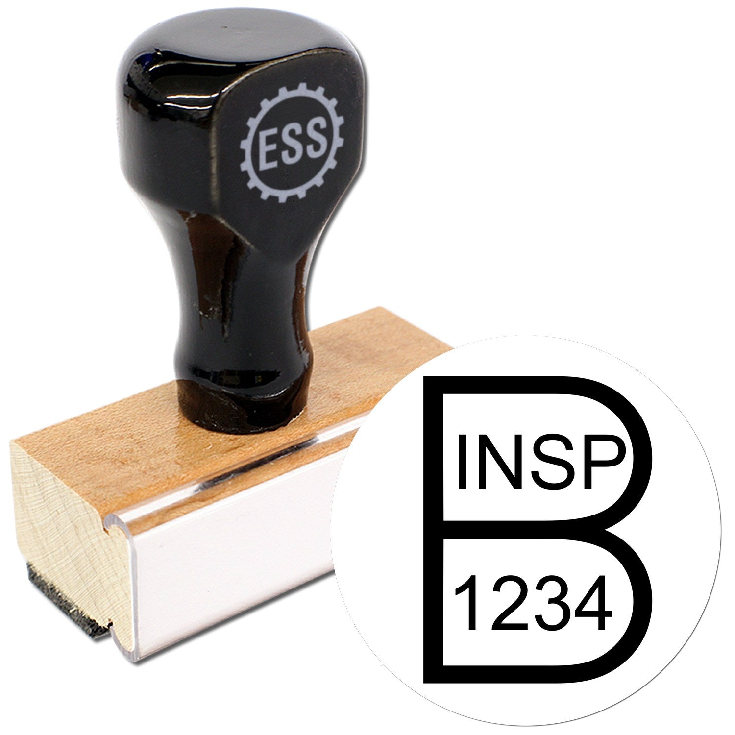 Extra Small Wood Handle Inspection Rubber Stamp 1/2 Diameter