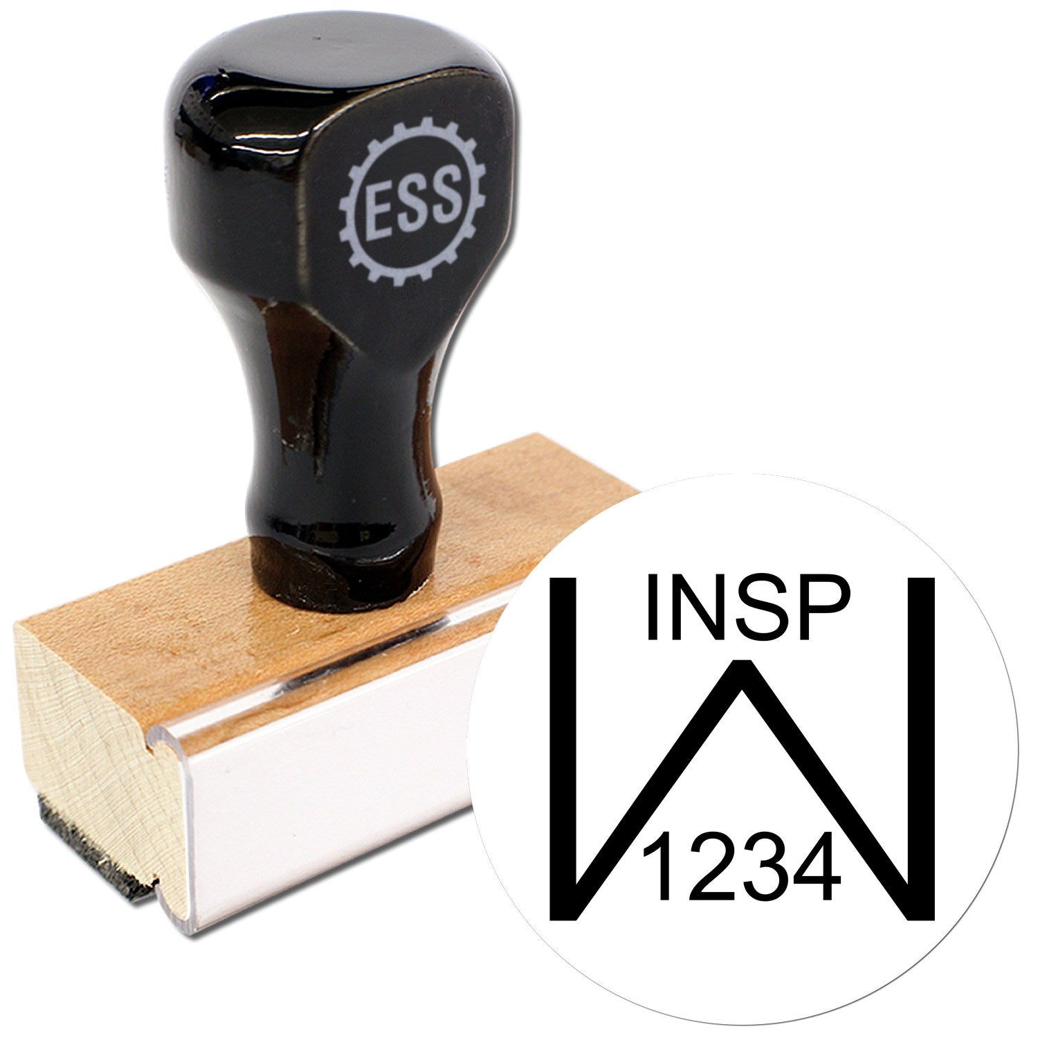 Extra Small Wood Handle W Inspection Rubber Stamp 1/2 Diameter