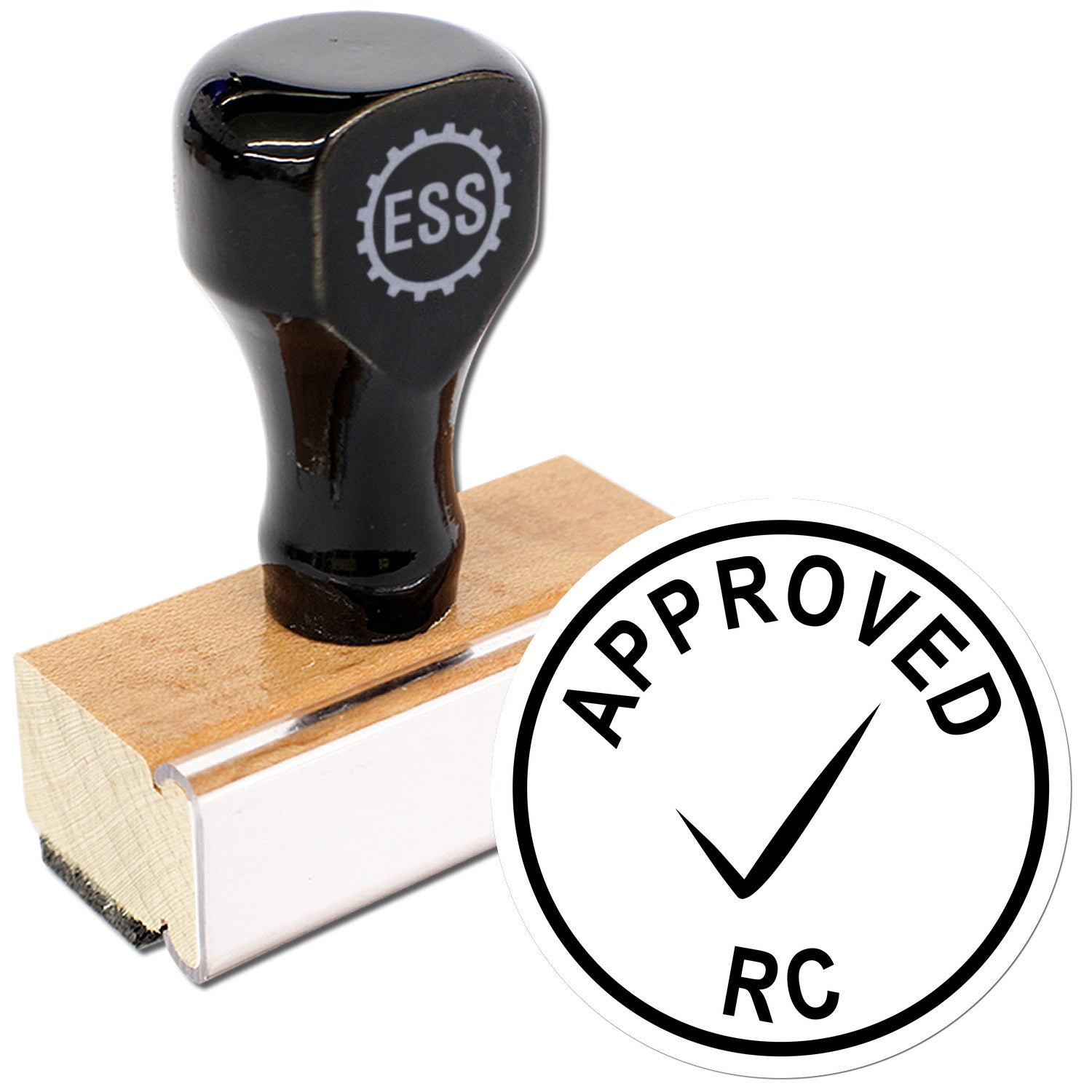 Extra Small Wood Handle Approved RC Inspection Rubber Stamp 1/2 Diameter