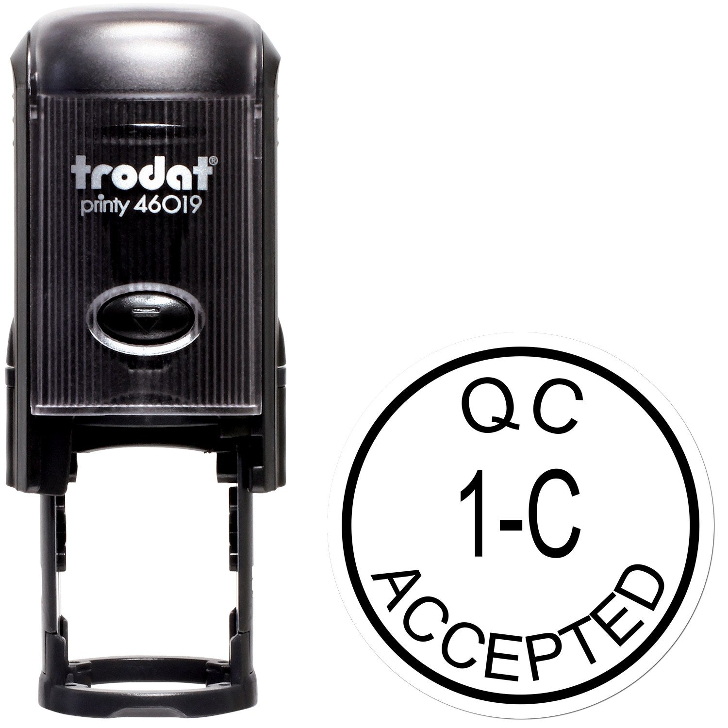 Standard Size Self-Inking QC Inspection Accepted Stamp 3/4 Diameter