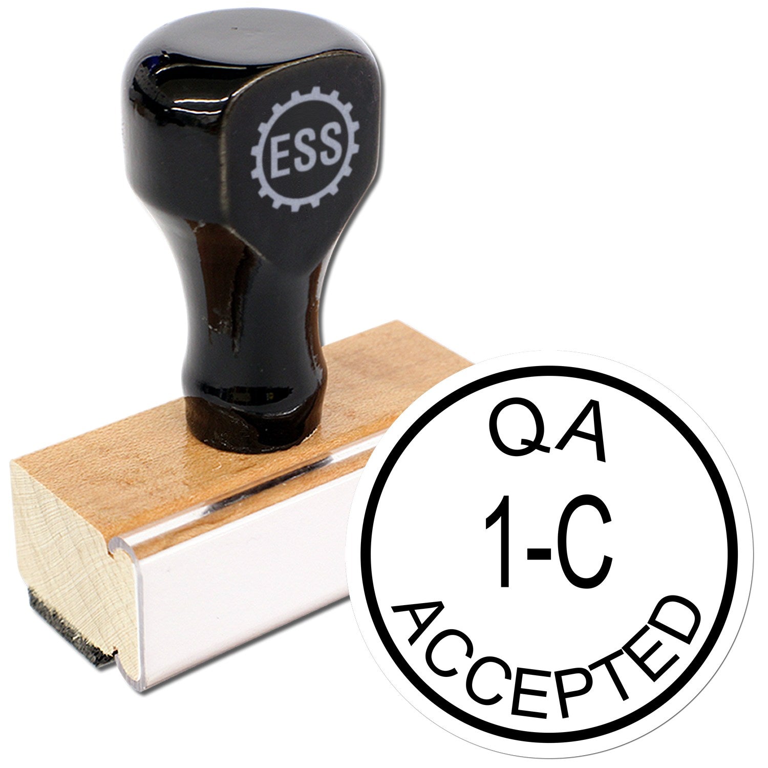 Large Size Wood Handle QA Accepted Inspection Rubber Stamp 1 Inch Diameter