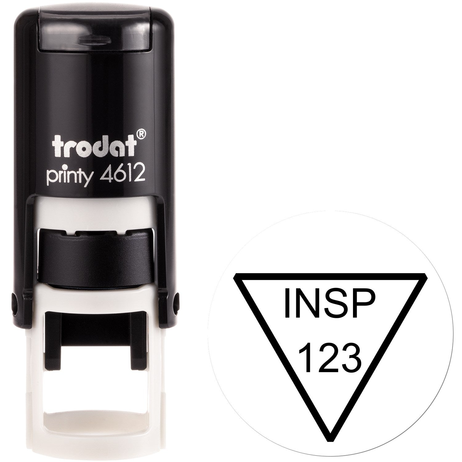 Extra Small Self-Inking Triangle Inspection Stamp 1/2 Diameter