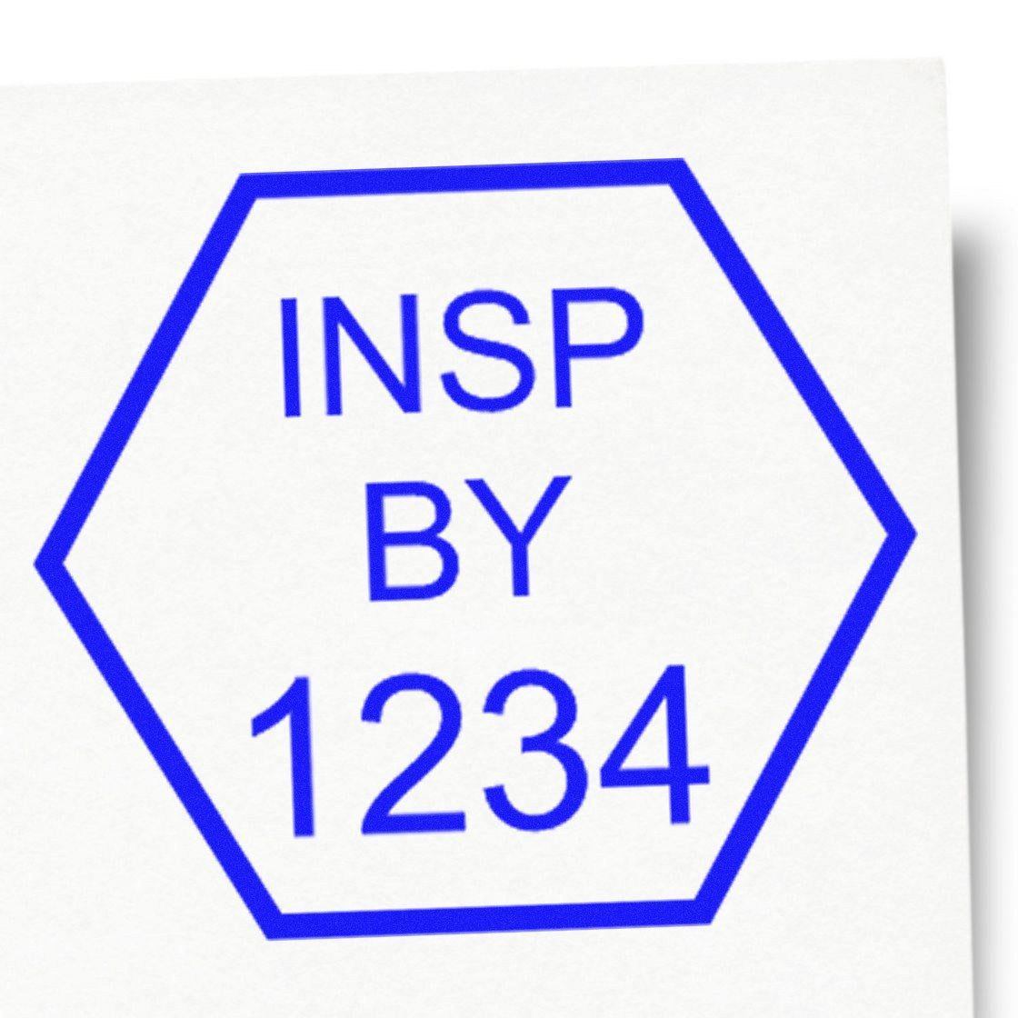 Standard Size Self-Inking Hexagonal Inspection Stamp 3/4 Diameter