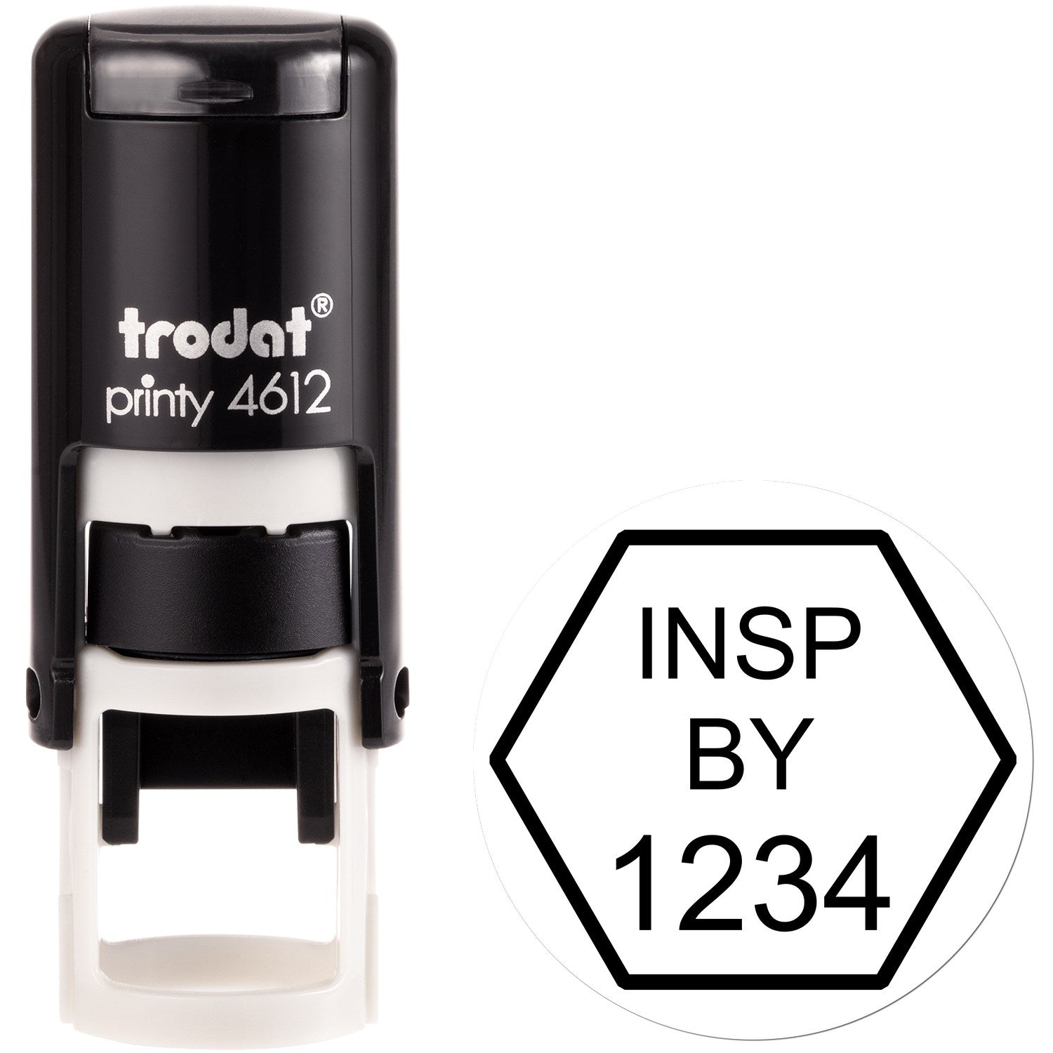 Extra Small Self-Inking Hexagonal Inspection Stamp 1/2 Diameter