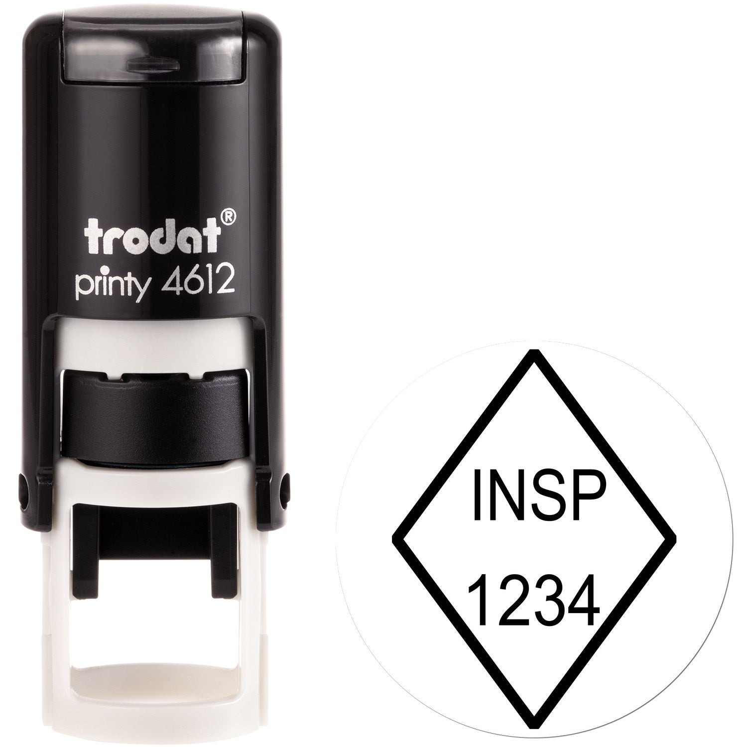 Extra Small Self-Inking Narrow Diamond Inspection Stamp 1/2 Diameter