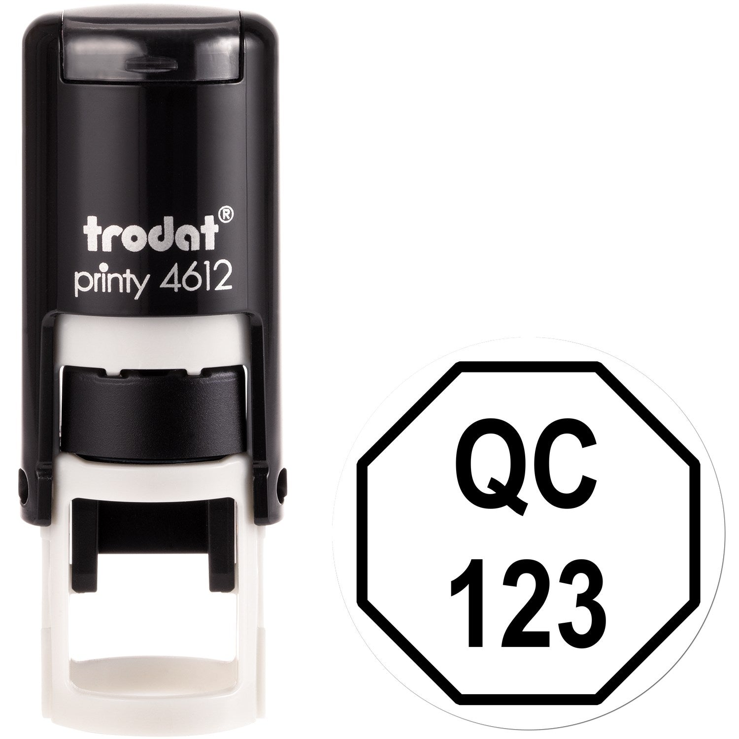 Extra Small Self-Inking Octagon Quality Control Inspection Stamp 1/2 Diameter