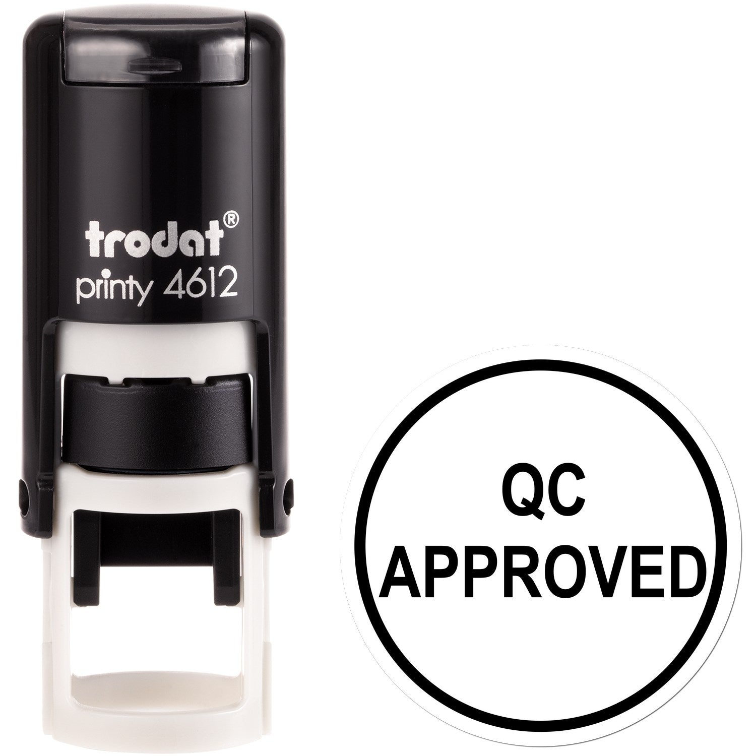 Extra Small Self-Inking Round QC Approved Inspection Stamp 1/2 Diameter