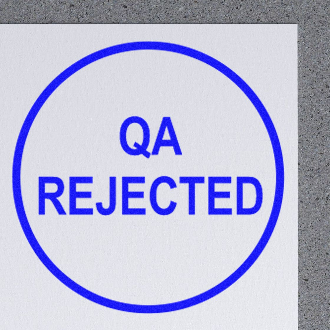 Extra Small Self-Inking Round QA Rejected Inspection Stamp 1/2 Diameter