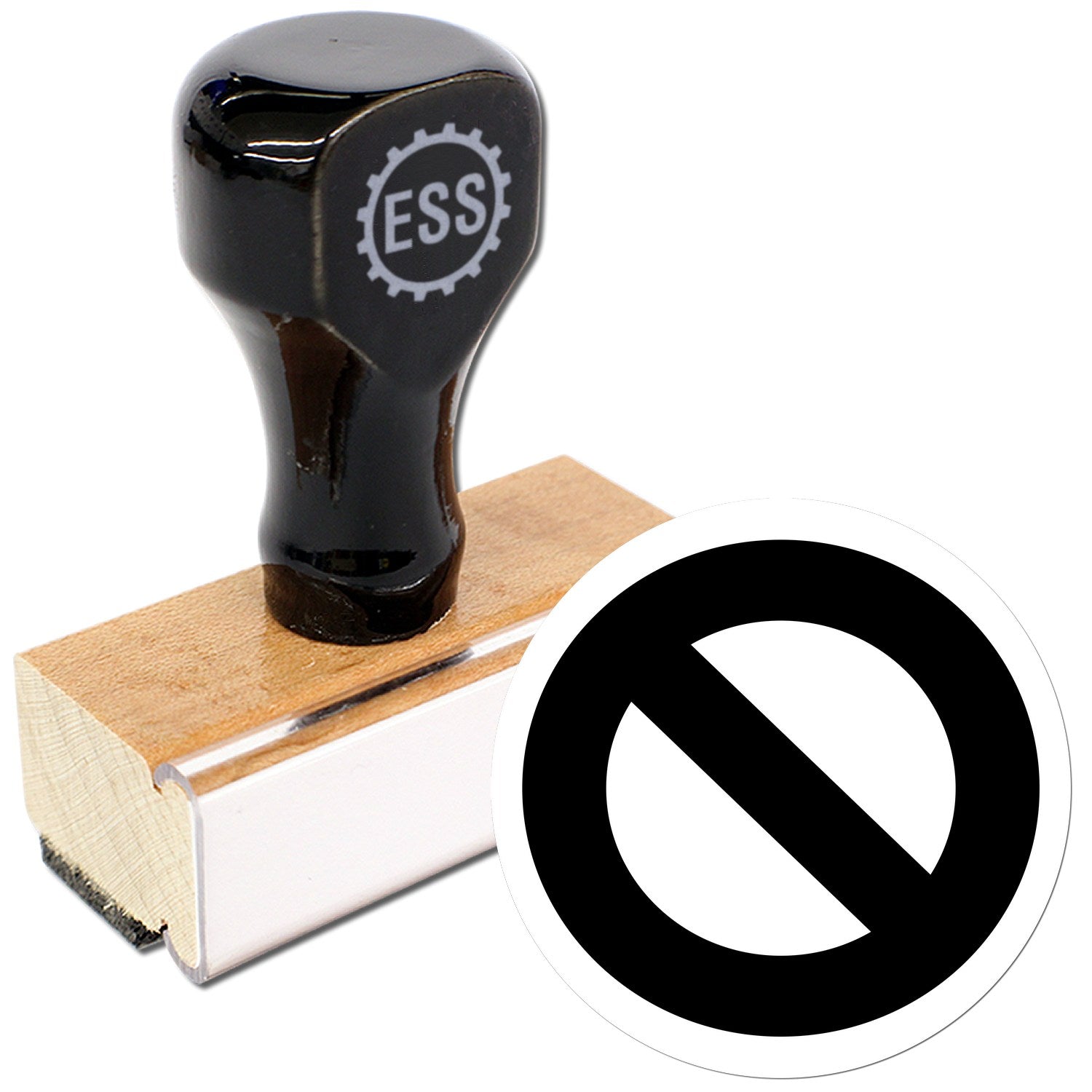 Extra Small Wood Handle Inspection Rejected No Entry Rubber Stamp 1/2 Diameter