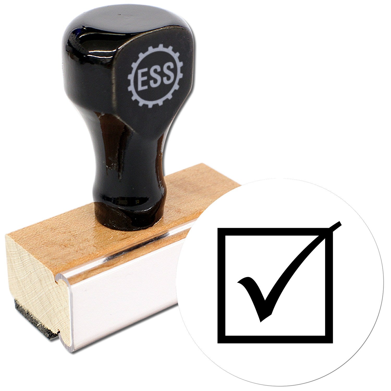 Extra Small Wood Handle Verified Inspection Approved Checkmark Rubber Stamp 1/2 Diameter