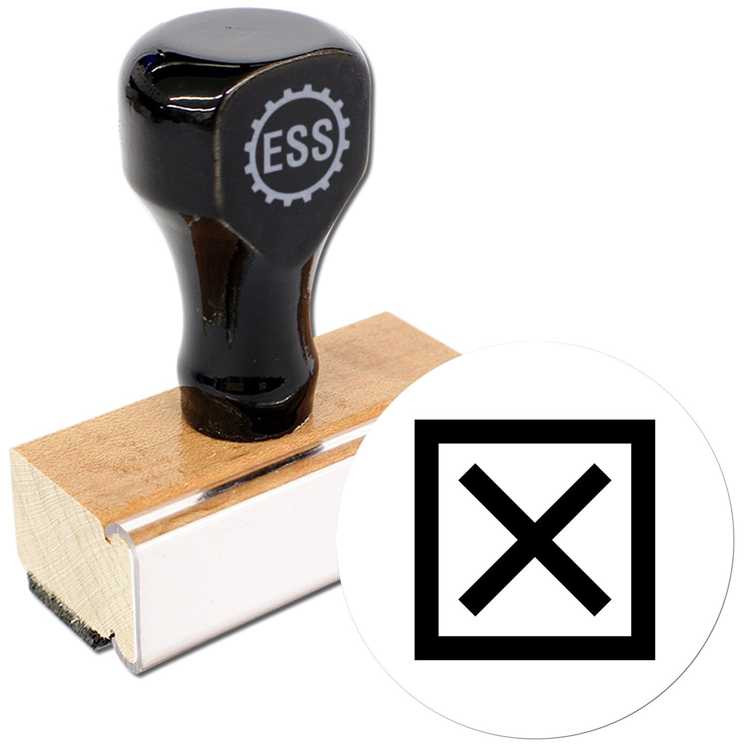 Extra Small Wood Handle Inspection Rejected X Mark Rubber Stamp 1/2 Diameter