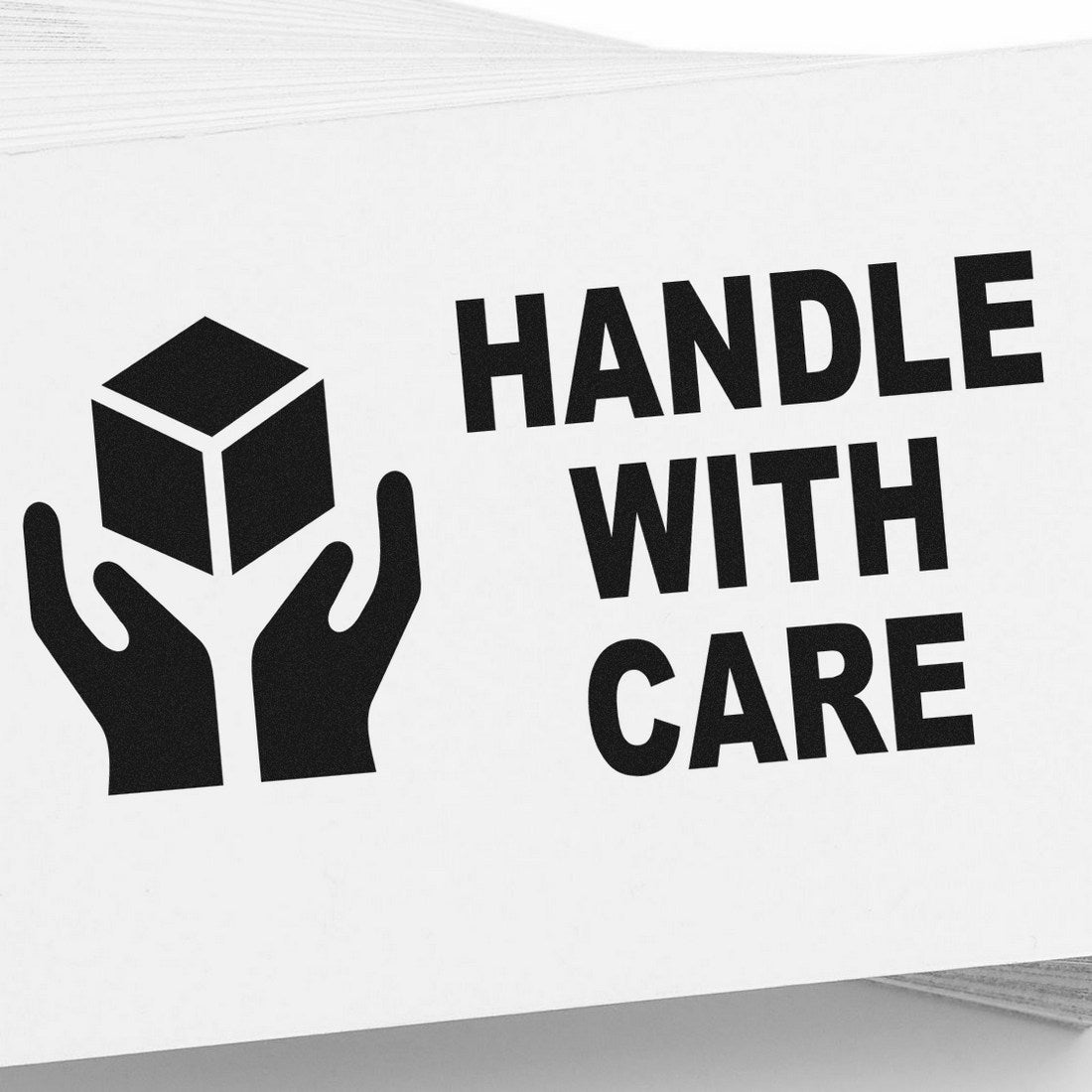 Wood Handle Handle With Care Rubber Stamp featuring a wooden handle and a Handle With Care design, ideal for packaging and shipping needs.