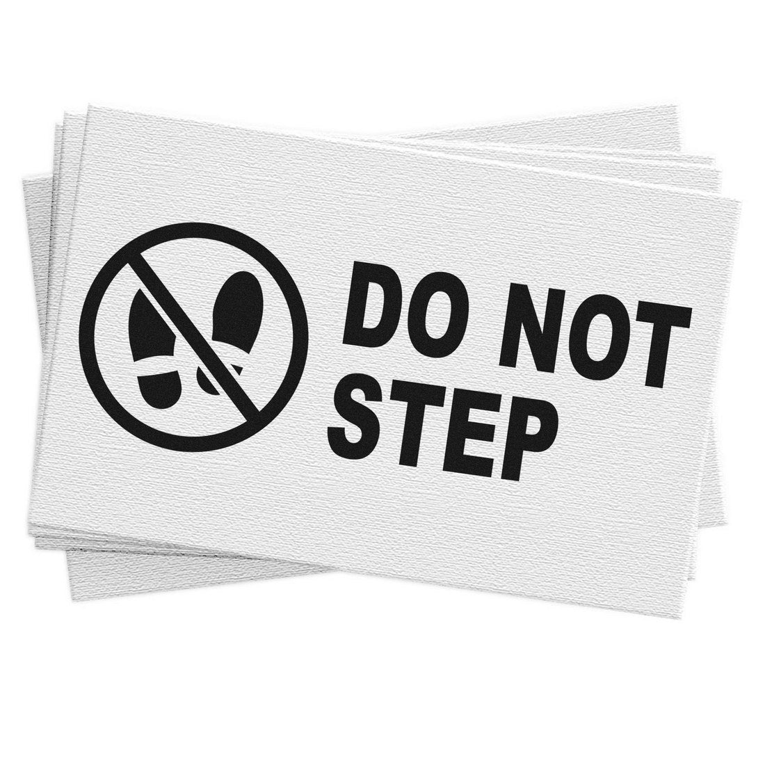 Self-Inking Caution Do Not Step Stamp with bold text and a no-step symbol, ideal for safety warnings. Compact design for easy use and clear impressions.