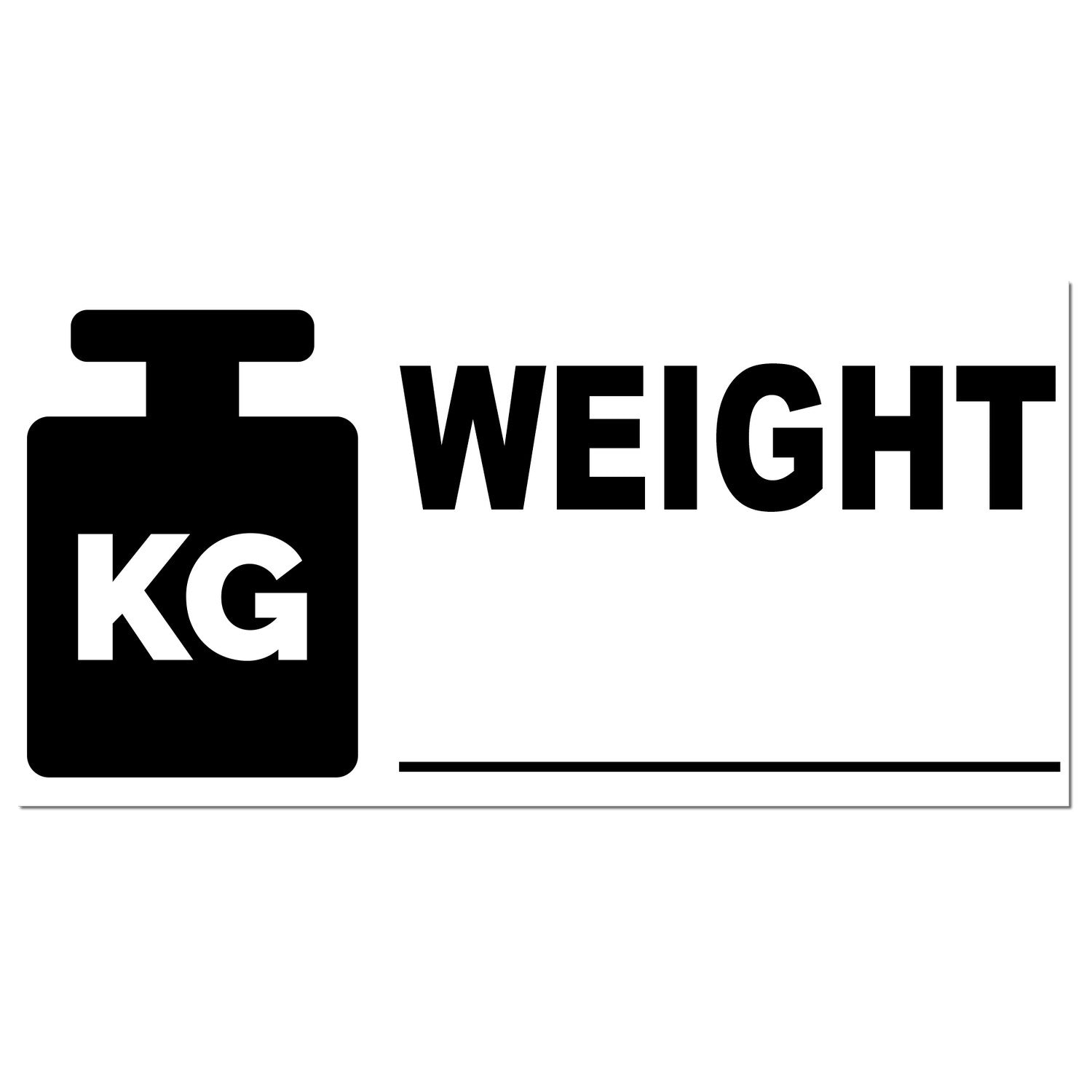 Self-Inking Weight Label Stamp with bold KG WEIGHT text and a weight icon, designed for easy labeling. Ideal for efficient, clear marking.