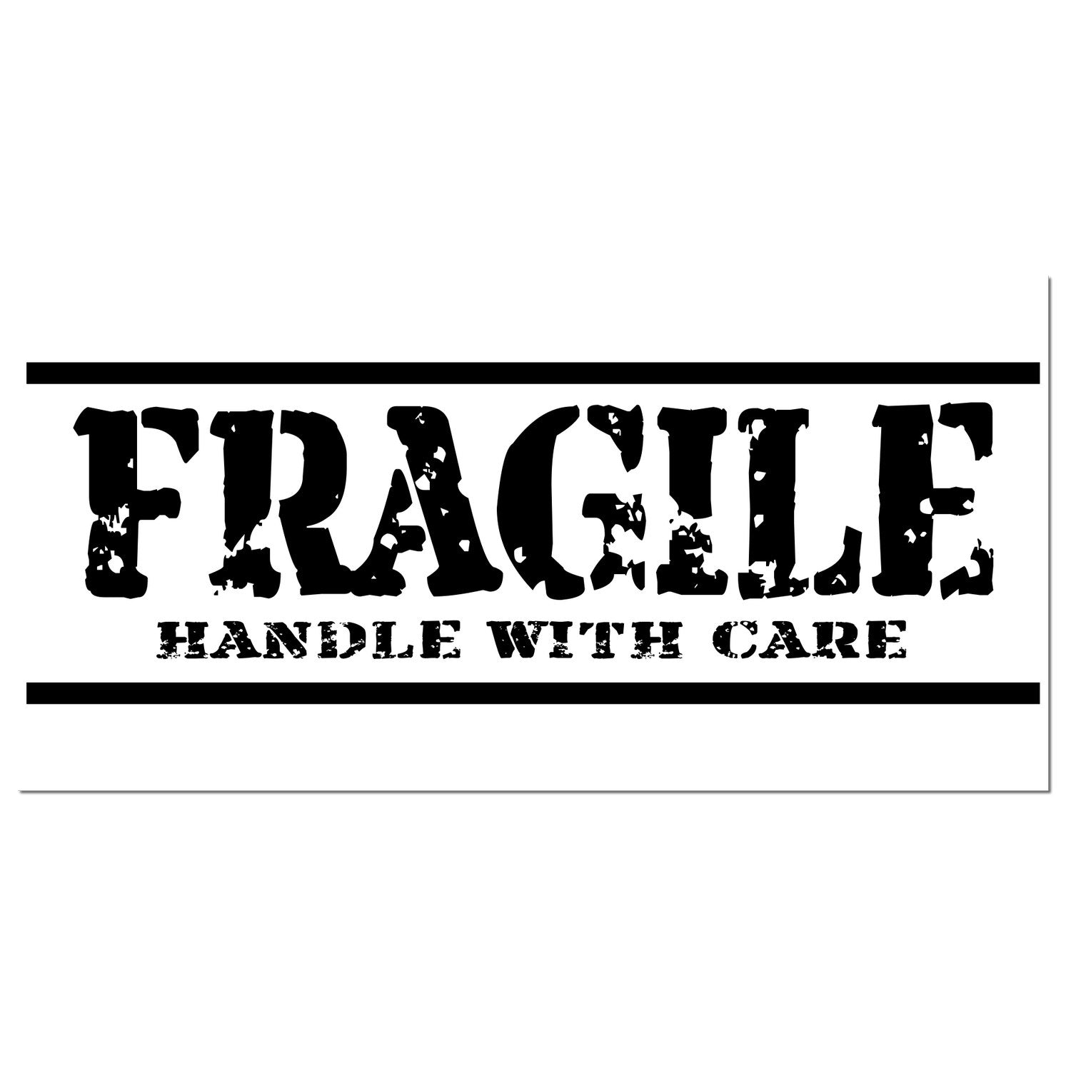 Wood Handle Rustic Fragile Handle With Care Rubber Stamp featuring bold black text on a white background, perfect for labeling delicate packages.