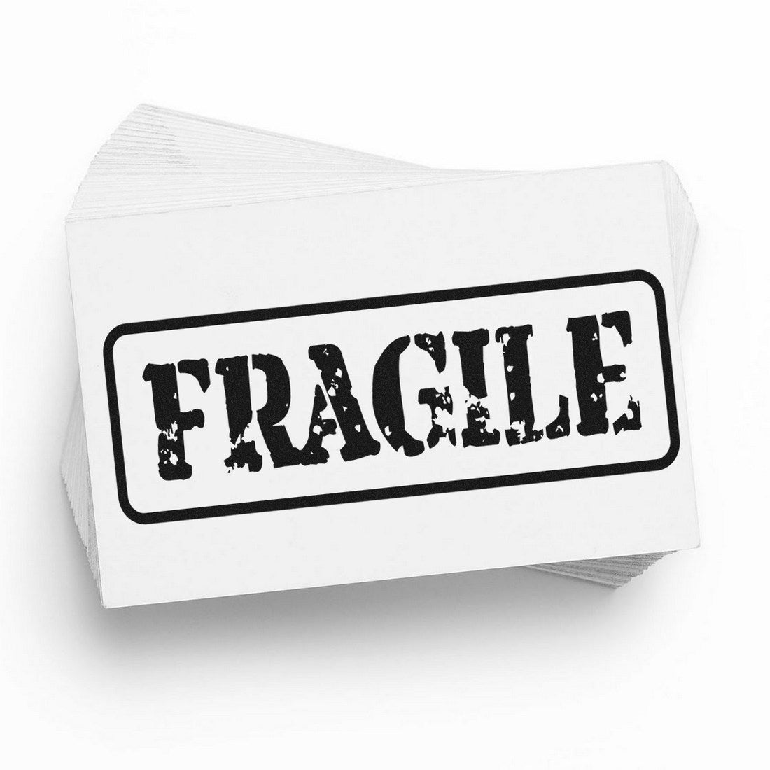 Wood Handle Fragile Packing Rubber Stamp with bold 'FRAGILE' text, ideal for marking packages. Durable wood handle and clear rubber stamp design for easy use.