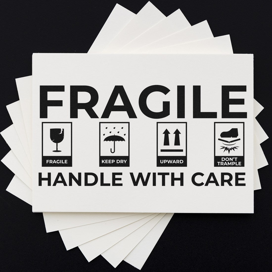 Image of a Wood Handle Fragile Shipping Rubber Stamp, featuring a durable wooden handle and clear Fragile text for marking packages. Ideal for ensuring careful handling during shipping.