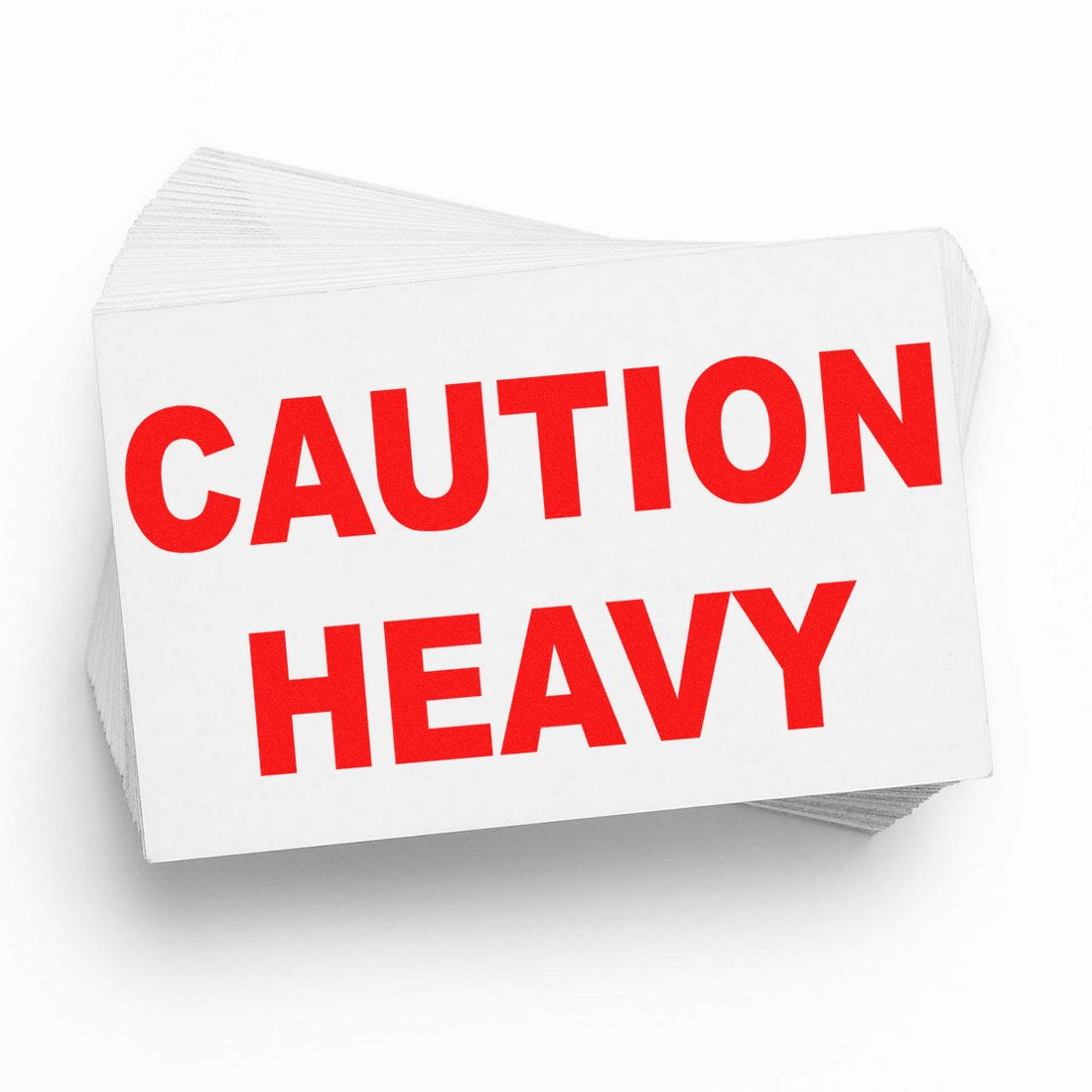 Image of the Slim Pre-Inked Heavy Caution Stamp, featuring bold red CAUTION HEAVY text on a white background, ideal for marking heavy items.