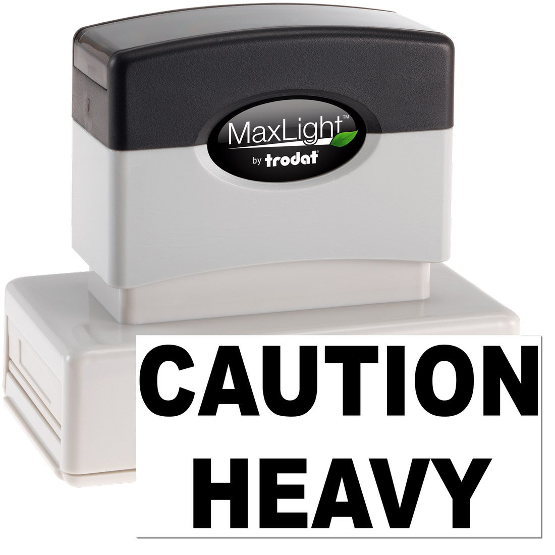 Maxlight Premium Heavy Caution Stamp with black and white design, featuring bold 'CAUTION HEAVY' text. Ideal for clear, professional warnings.