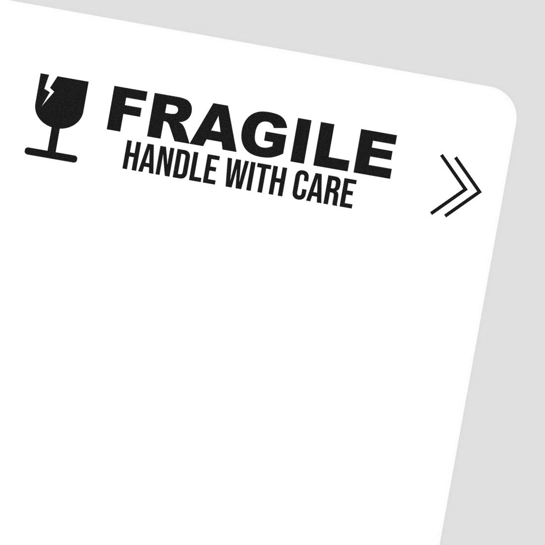 Wood Handle Fragile Handle With Care Rubber Stamp featuring a broken glass icon and bold text, ideal for marking packages. Durable wood handle for easy use.