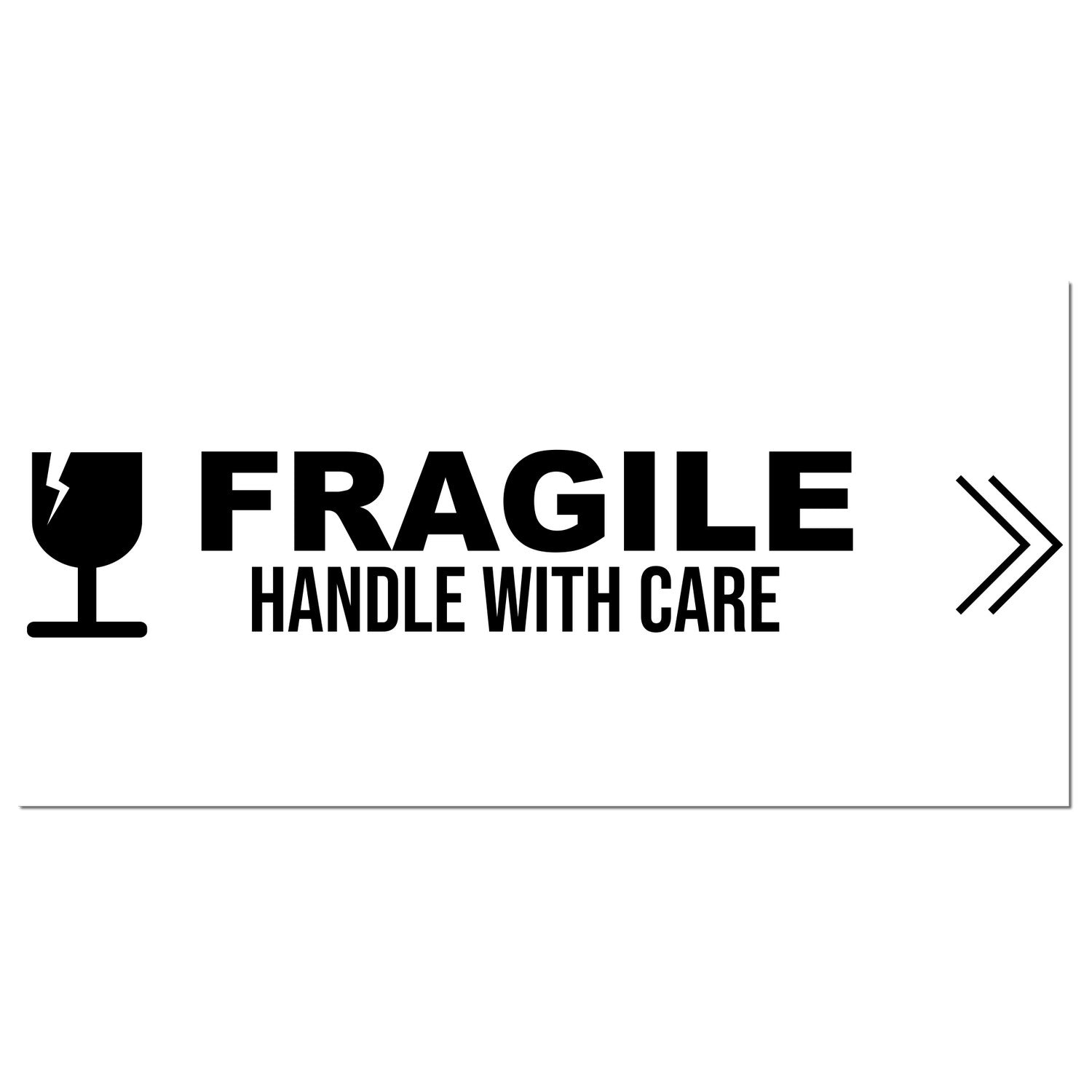 Wood Handle Fragile Handle With Care Rubber Stamp featuring bold black text and a fragile icon, ideal for marking packages. Durable wood handle for easy use. Perfect for shipping needs.