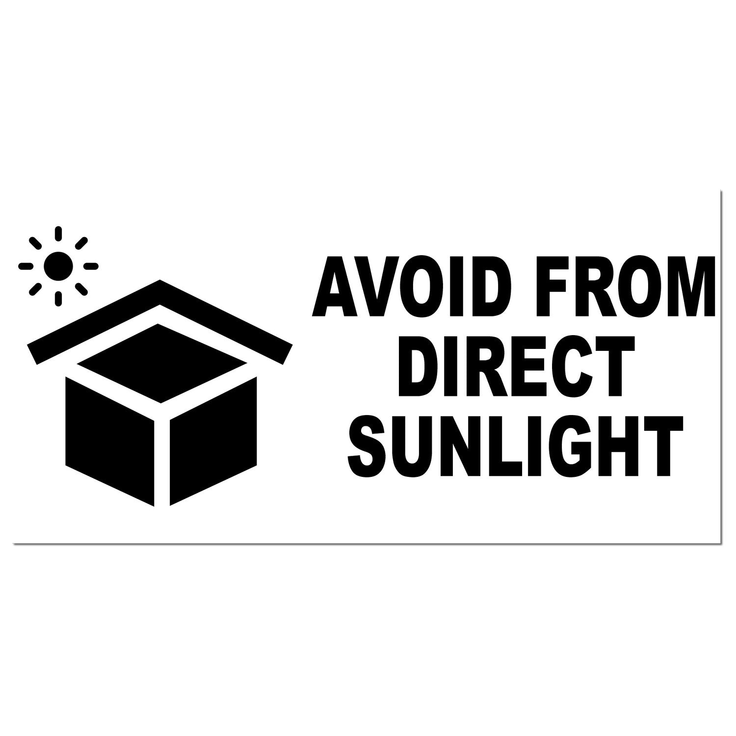 Image of a Self-Inking Sunlight Protection Warning Stamp with bold text Avoid from Direct Sunlight and a sun icon, designed for packaging and shipping safety.