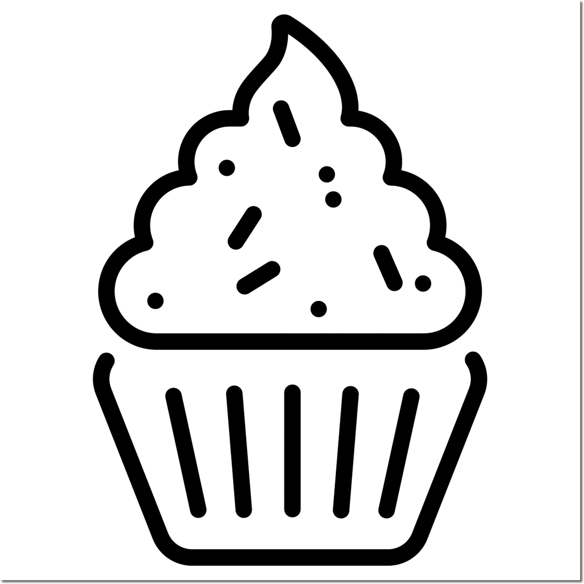 Self-Inking Happy Cupcakes Card Reward Stamp featuring a cupcake design with sprinkles, perfect for rewarding students. Black ink, easy to use, and ideal for teachers and parents.