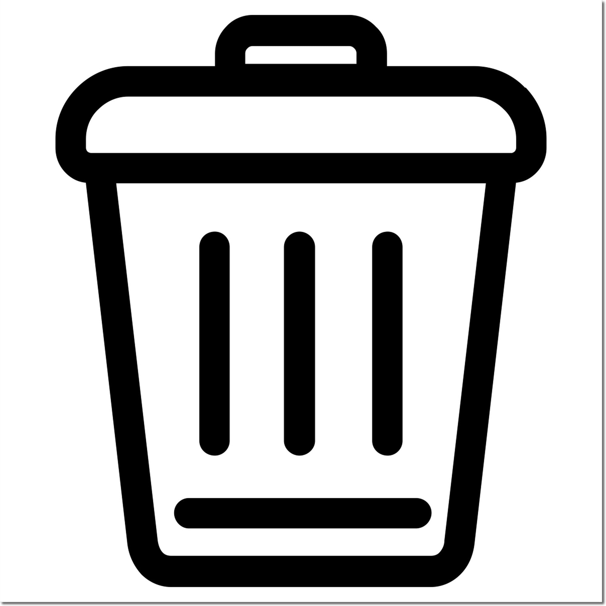 Self-Inking Clean World-Based Rewards Stamp featuring a black trash bin icon. Ideal for eco-friendly initiatives, this stamp offers clear, consistent impressions for rewarding sustainable actions.