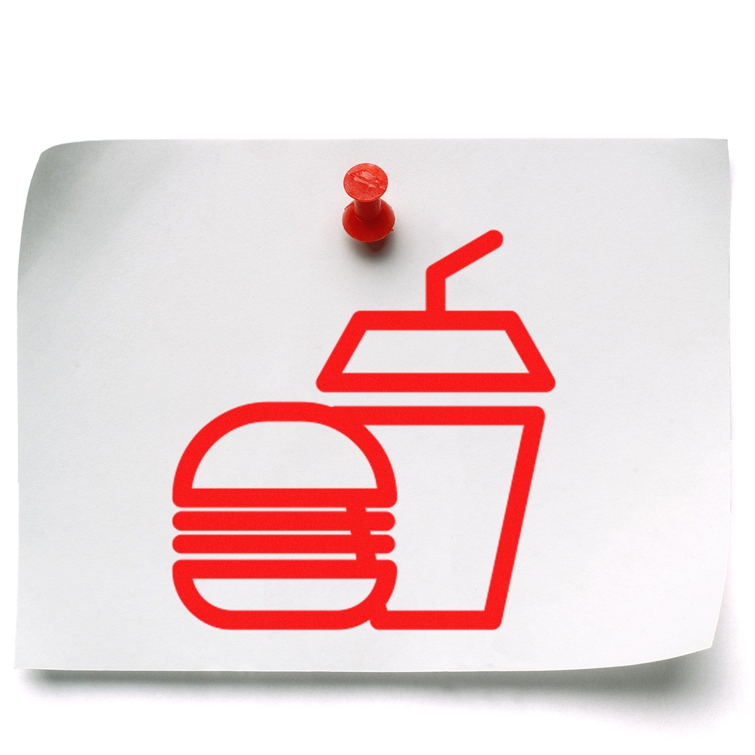 Wood Handle Burger Bliss Loyalty Punch Card Rubber Stamp featuring a burger and drink icon, perfect for rewarding customer loyalty.