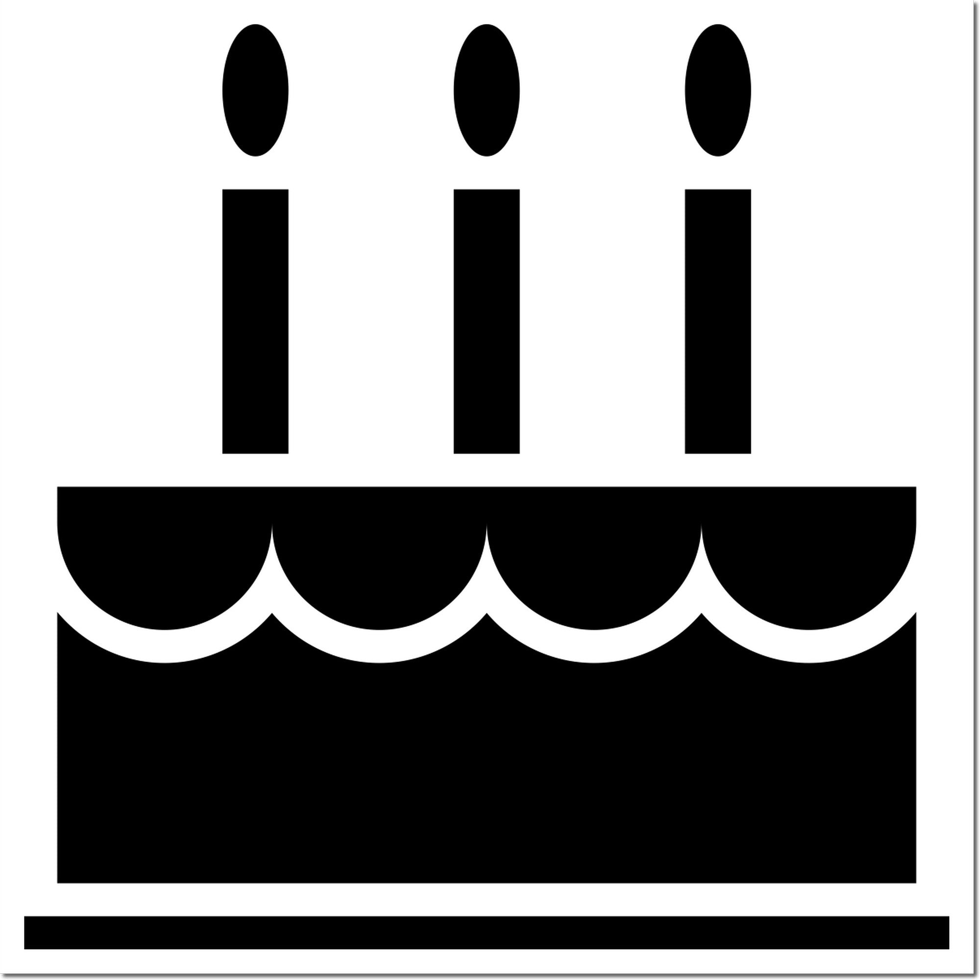 Wood Handle Cake Delight Incentive Rubber Stamp featuring a cake design with three candles, perfect for adding a celebratory touch to crafts and stationery.