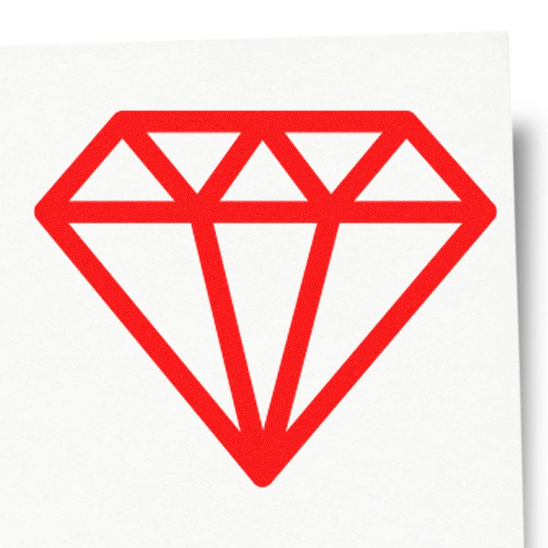 Wood Handle Diamond Delight Card Reward Rubber Stamp featuring a red diamond design on a white background, perfect for crafting and card-making projects.