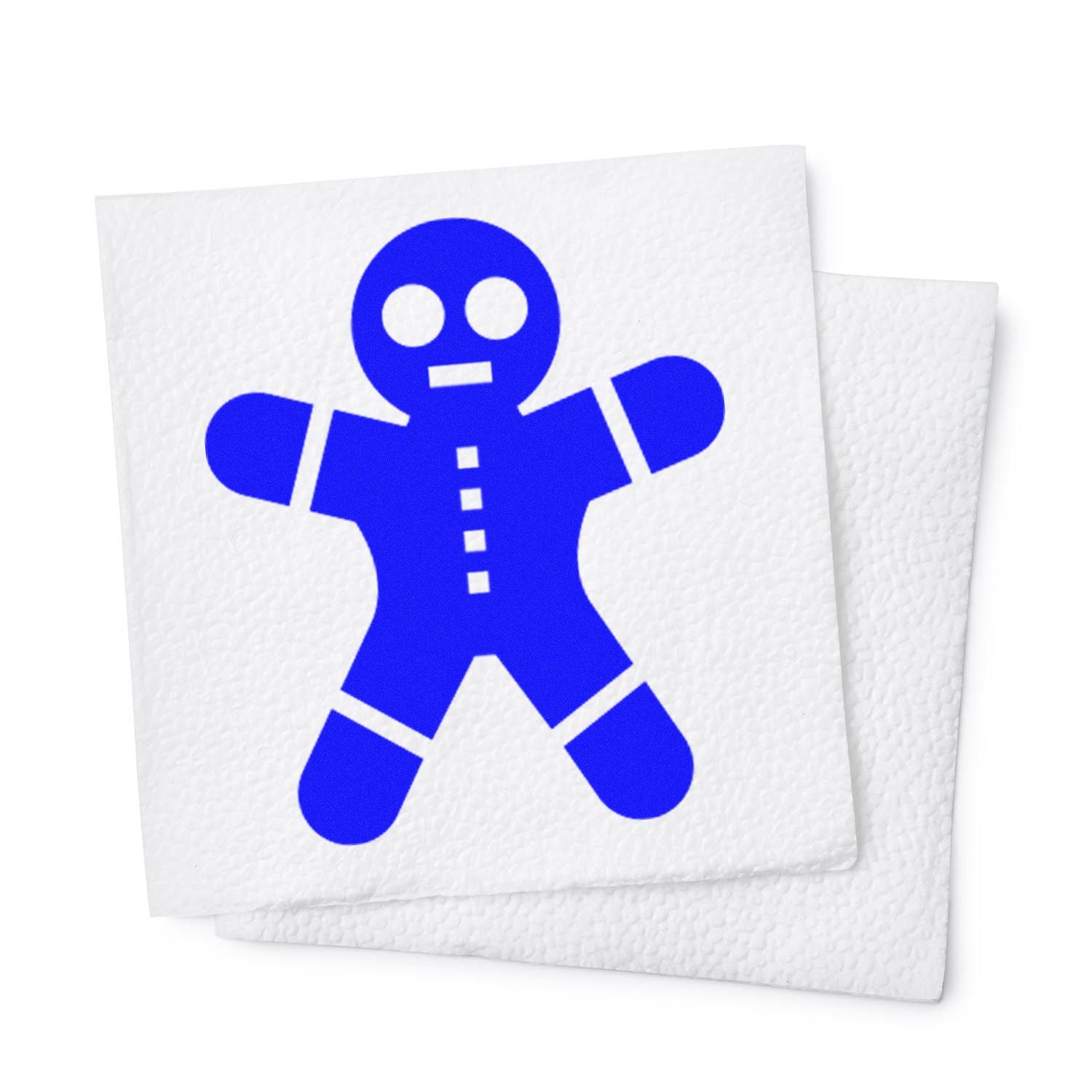 Self-Inking Gingerbread Customer Loyalty Stamp featuring a blue gingerbread figure on a white background, perfect for rewarding loyal customers.