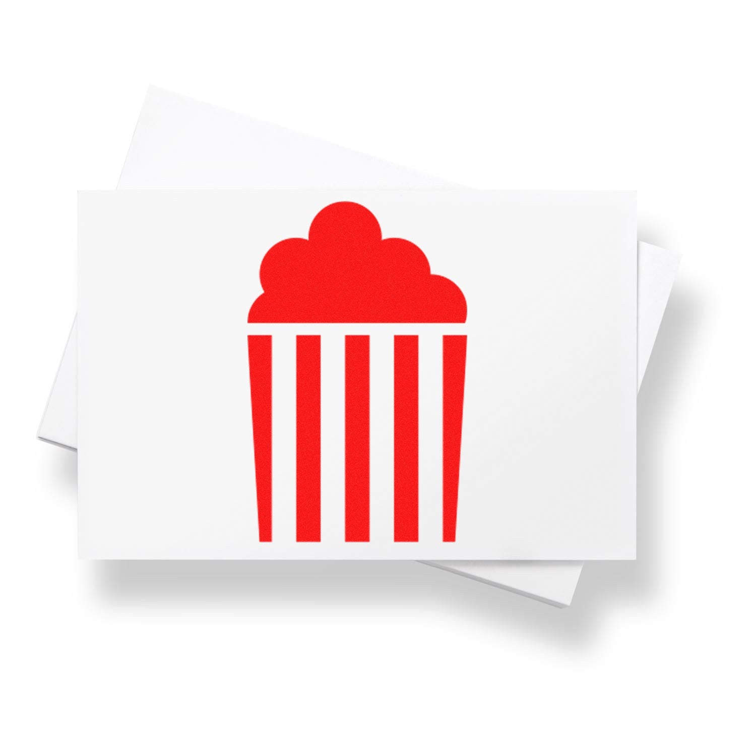 Image of a Self-Inking Popped Punch Card Stamp featuring a red popcorn design on a white card, ideal for creative projects and event marking.