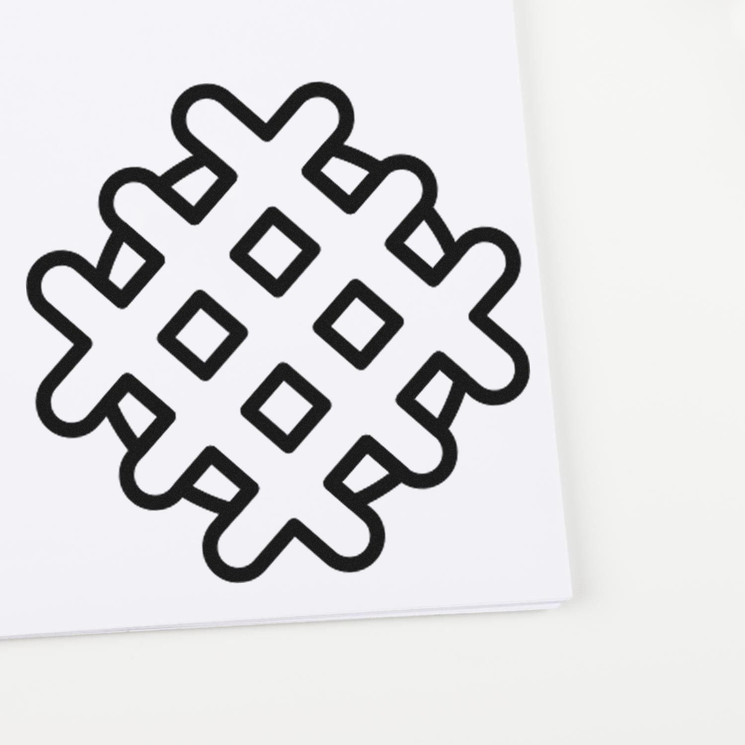 Wood Handle Wonderful Waffle Loyalty Points Rubber Stamp featuring a waffle pattern design on a white background, perfect for adding a unique touch to loyalty cards and crafts.