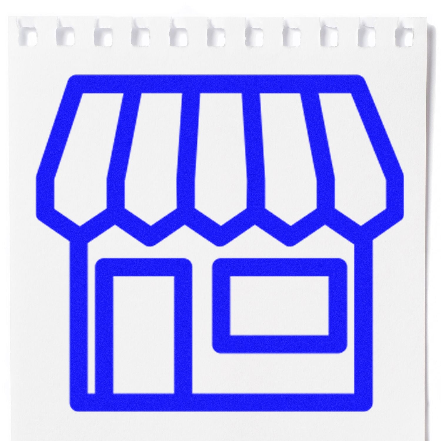 Self-Inking Real Estate Return Visit Stamp with a blue house icon on a white background, designed for efficient marking of property visits. Ideal for real estate professionals.